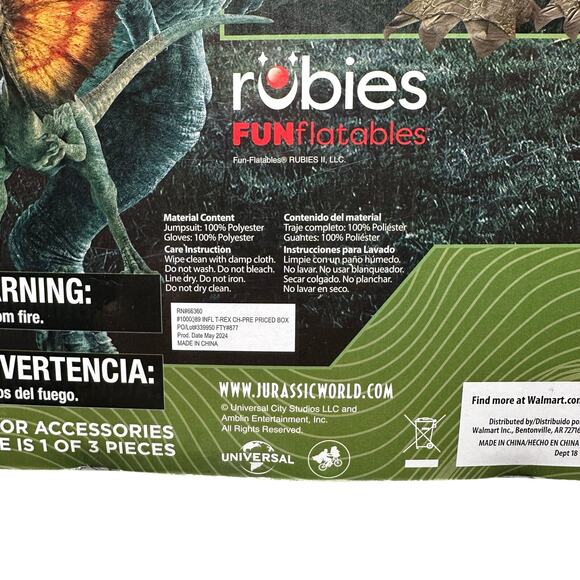 Jurassic World | Boy | Rubies Inflatable T-Rex Party Halloween Costume | OS - Picture 7 of 11